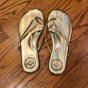 Solèi Woman’s Gold Flip Flops Size 6